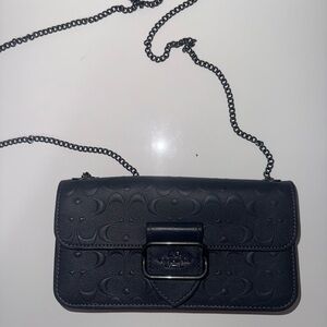 Coach Dark Navy Leather Crossbody Bag with Chain Strap